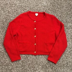 A New Day Red and Gold Button Up Cropped Cardigan L